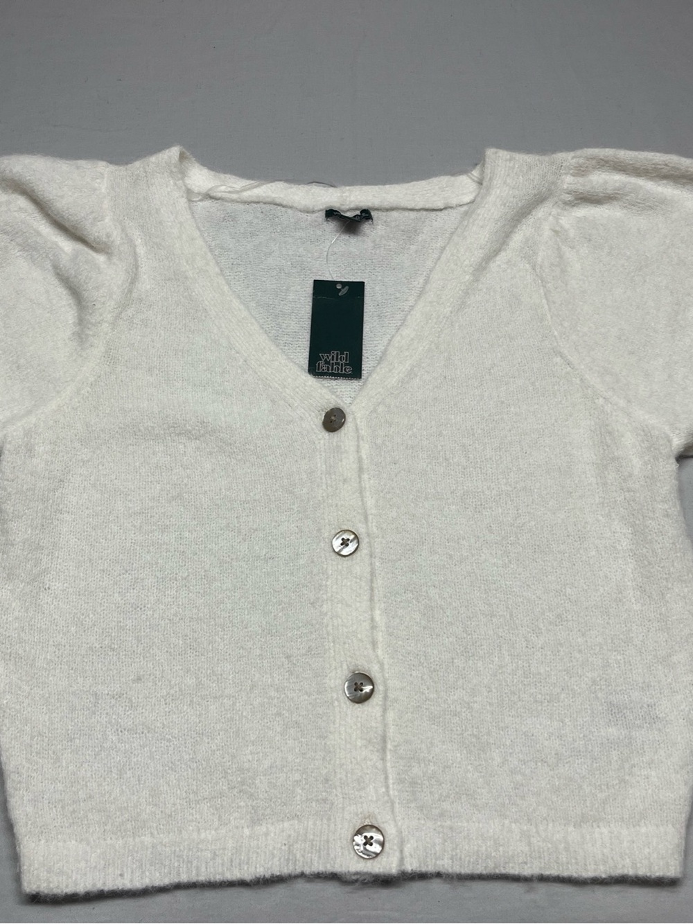 wild fable Cream V-Neck Cropped Button-Up Cardigan